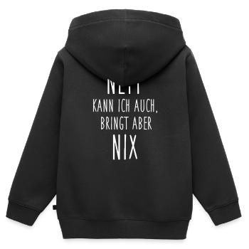 Nett kann ich auch - Kinder Premium Organic Zip Hoodie - Schwarz - Hinten - AI Model Kid Male (0cm)
