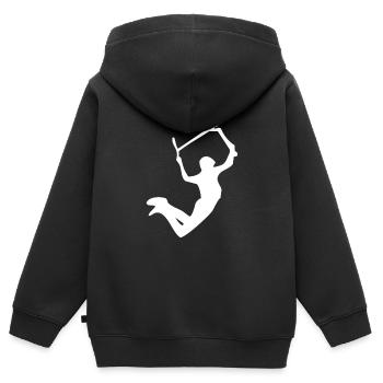 Super grab 2 - Kinder Premium Organic Zip Hoodie - Schwarz - Hinten - AI Model Kid Male (0cm)
