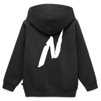 Trendy Cool Stylisch N Buchstabe - Kinder Premium Organic Zip Hoodie - Schwarz - Hinten - AI Model Kid Male (0cm)