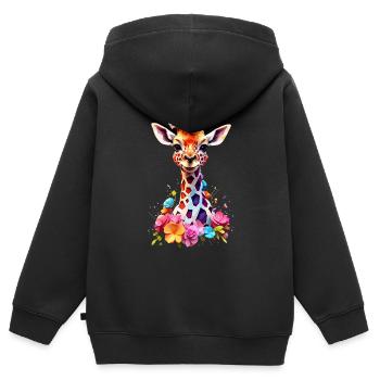 Girafe V1 24 02 - Sweat Premium à capuche zippé enfant bio - noir - Dos - AI Model Kid Male (0cm)