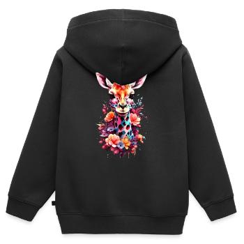 Giraffe V1 24 13 - Kinder Premium Organic Zip Hoodie - Schwarz - Hinten - AI Model Kid Male (0cm)