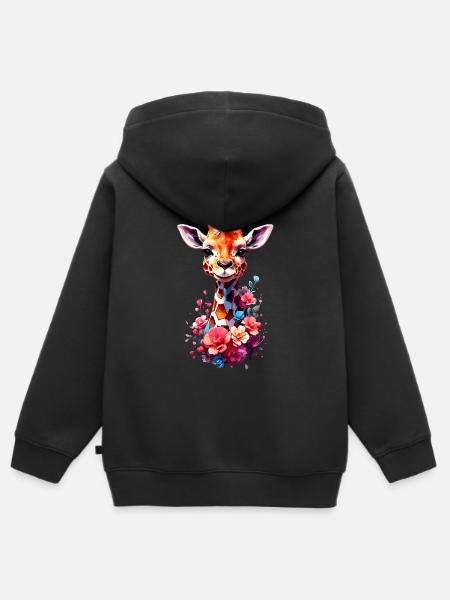 Giraffe V1 24 09 - Kinder Premium Organic Zip Hoodie - Schwarz