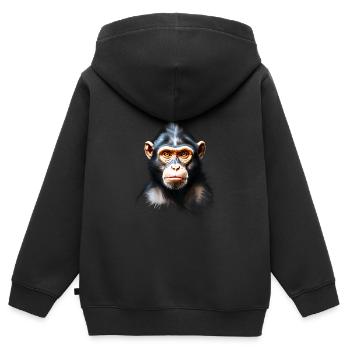 Singe Singe V24 01 - Sweat Premium à capuche zippé enfant bio - noir - Dos - AI Model Kid Male (0cm)