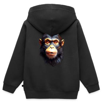 Singe Singe V24 09 - Sweat Premium à capuche zippé enfant bio - noir - Dos - AI Model Kid Male (0cm)