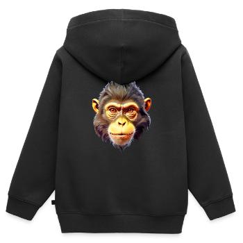 Affe V24 05 - Kinder Premium Organic Zip Hoodie - Schwarz - Hinten - AI Model Kid Male (0cm)