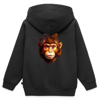 Singe V24 02 - Sweat Premium à capuche zippé enfant bio - noir - Dos - AI Model Kid Male (0cm)