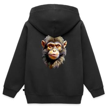 Singe V24 13 - Sweat Premium à capuche zippé enfant bio - noir - Dos - AI Model Kid Male (0cm)