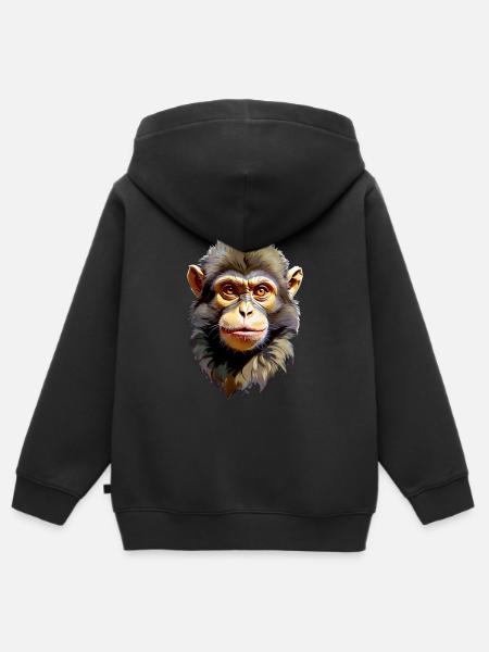 Affe V24 13 - Kinder Premium Organic Zip Hoodie - Schwarz