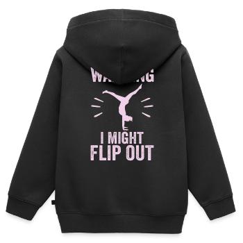 Warnung, ich könnte ausflippen - Kinder Premium Organic Zip Hoodie - Schwarz - Hinten - AI Model Kid Male (0cm)