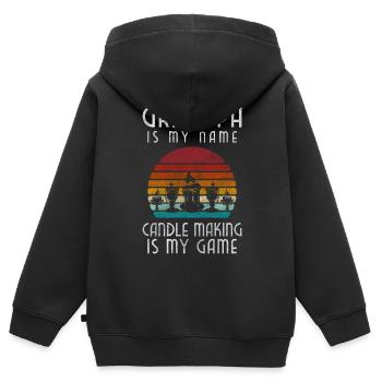 Bougies Hobby Décoration Cire - Sweat Premium à capuche zippé enfant bio - noir - Dos - AI Model Kid Male (0cm)