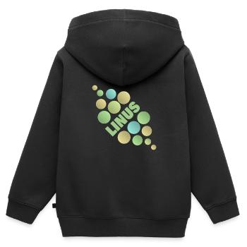 Idée cadeau Linus - Sweat Premium à capuche zippé enfant bio - noir - Dos - AI Model Kid Male (0cm)