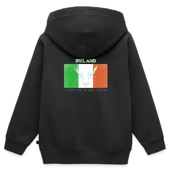 IRLAND WILDLIFE Fahne Irland - Kinder Premium Organic Zip Hoodie - Schwarz - Hinten - AI Model Kid Male (0cm)