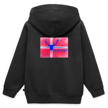 Faune et flore norvégiennes - Sweat Premium à capuche zippé enfant bio - noir - Dos - AI Model Kid Male (0cm)