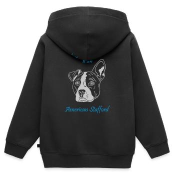 My best friend is an American Stafford - Kinder Premium Organic Zip Hoodie - Schwarz - Hinten - AI Model Kid Male (0cm)