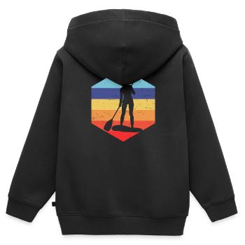 Standup Paddle Paddle Hommes - Sweat Premium à capuche zippé enfant bio - noir - Dos - AI Model Kid Male (0cm)