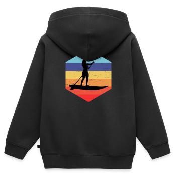 Stand up Paddle Stand up Paddleboard - Sweat Premium à capuche zippé enfant bio - noir - Dos - AI Model Kid Male (0cm)