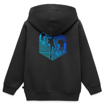 Hommes Femmes Diver Scuba Diver Scuba Diver - Sweat Premium à capuche zippé enfant bio - noir - Dos - AI Model Kid Male (0cm)