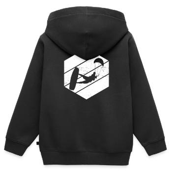 Kitesurf Femmes Kitesurf Kitesurf Kitesurf Kitesurf - Sweat Premium à capuche zippé enfant bio - noir - Dos - AI Model Kid Male (0cm)