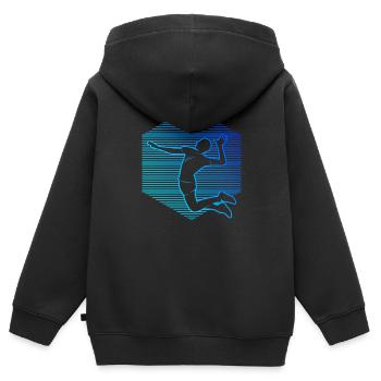 Volley-ball Volleyeur Volley Beach Volley - Sweat Premium à capuche zippé enfant bio - noir - Dos - AI Model Kid Male (0cm)