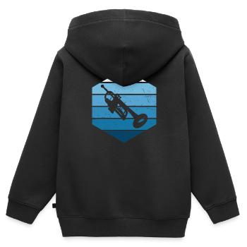 Trompetenspieler Damen Trompeten Spieler - Kinder Premium Organic Zip Hoodie - Schwarz - Hinten - AI Model Kid Male (0cm)