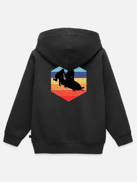 Piste de bobsleigh à deux hommes Bobsleigh sur bobsleigh - Sweat Premium à capuche zippé enfant bio - noir