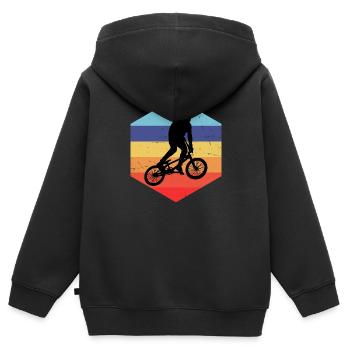 Hommes Femmes BMX Garçons Cyclisme Vélo BMX Vélo - Sweat Premium à capuche zippé enfant bio - noir - Dos - AI Model Kid Male (0cm)