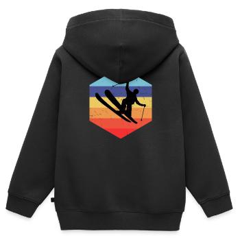 Slopestyle Damen Freestyle Ski Ski Freestyle - Kinder Premium Organic Zip Hoodie - Schwarz - Hinten - AI Model Kid Male (0cm)