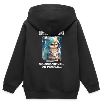 Je déteste les gens du matin drôles en disant Morning Grouch - Sweat Premium à capuche zippé enfant bio - noir - Dos - AI Model Kid Male (0cm)