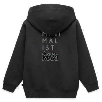 Minimalist - Minimalismus ist das neue MAXI - Kinder Premium Organic Zip Hoodie - Schwarz - Hinten - AI Model Kid Male (0cm)