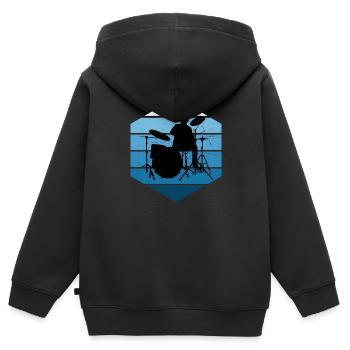 Schlagzeugspielen Damen Schlagzeuger Herren - Kinder Premium Organic Zip Hoodie - Schwarz - Hinten - AI Model Kid Male (0cm)