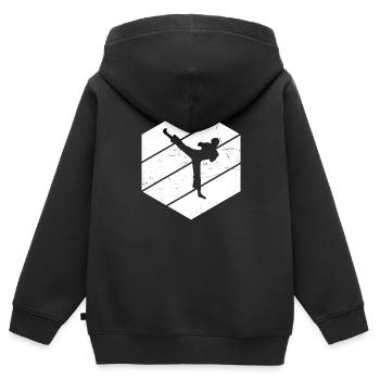 Kickboxer Kickboxing Femmes Kickboxing Kickboxing - Sweat Premium à capuche zippé enfant bio - noir - Dos - AI Model Kid Male (0cm)