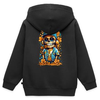 Zucker Schädel - Kinder Premium Organic Zip Hoodie - Schwarz - Hinten - AI Model Kid Male (0cm)
