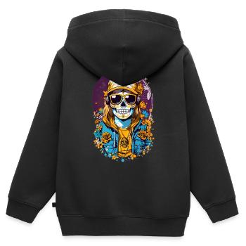 Zucker Schädel - Kinder Premium Organic Zip Hoodie - Schwarz - Hinten - AI Model Kid Male (0cm)