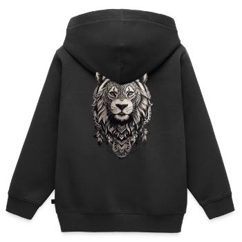 Attrape-rêves Lions - Sweat Premium à capuche zippé enfant bio - noir - Dos - AI Model Kid Male (0cm)