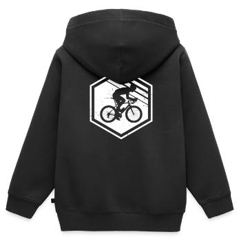 Road Cyclist Road Bike Road Bike Women's Road Bike - Kids Premium Organic Zip-up Hoodie - black - Back - AI Model Kid Male (0cm)