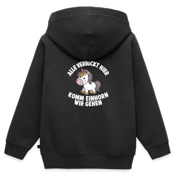 Einhorn Einhörner Fabelwesen Mystisch - Kinder Premium Organic Zip Hoodie - Schwarz - Hinten - AI Model Kid Male (0cm)
