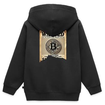 Affiche déchirée Wanted Bictoin 100000 dollars - Sweat Premium à capuche zippé enfant bio - noir - Dos - AI Model Kid Male (0cm)