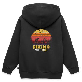 Biking Mode On Mountain Bike Vintage Retro - Sweat Premium à capuche zippé enfant bio - noir - Dos - AI Model Kid Male (0cm)