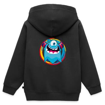 Drôle de petit monstre - Sweat Premium à capuche zippé enfant bio - noir - Dos - AI Model Kid Male (0cm)