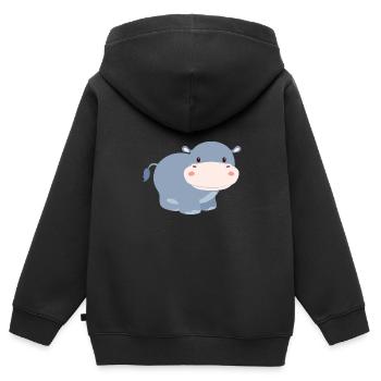 Süßes Hippo - Kinder Premium Organic Zip Hoodie - Schwarz - Hinten - AI Model Kid Male (0cm)