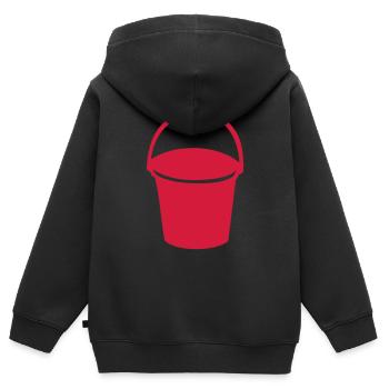 Eimer - Kinder Premium Organic Zip Hoodie - Schwarz - Hinten - AI Model Kid Male (0cm)