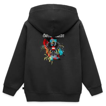 Österreich Adler - Kinder Premium Organic Zip Hoodie - Schwarz - Hinten - AI Model Kid Male (0cm)