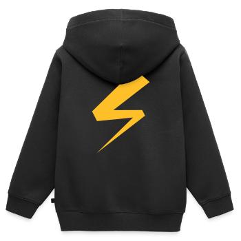 éclair - Sweat Premium à capuche zippé enfant bio - noir - Dos - AI Model Kid Male (0cm)