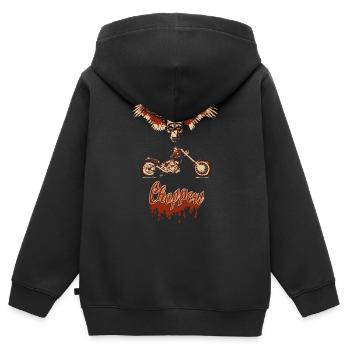 chopper bis - Sweat Premium à capuche zippé enfant bio - noir - Dos - AI Model Kid Male (0cm)