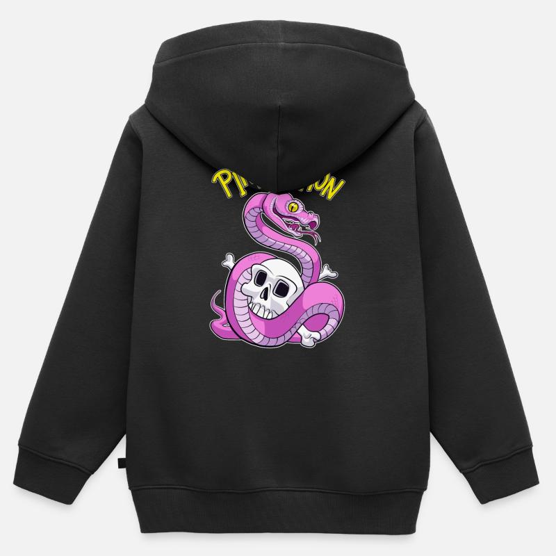 Pink Python - Sweat Premium à capuche zippé enfant bio - noir