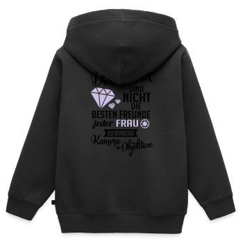 Fotografin: Diamanten? ich will Kamera & Objektive - Kinder Premium Organic Zip Hoodie - Schwarz - Hinten - AI Model Kid Male (0cm)