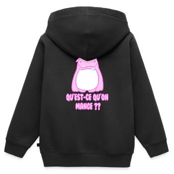 manger ! - Sweat Premium à capuche zippé enfant bio - noir - Dos - AI Model Kid Male (0cm)