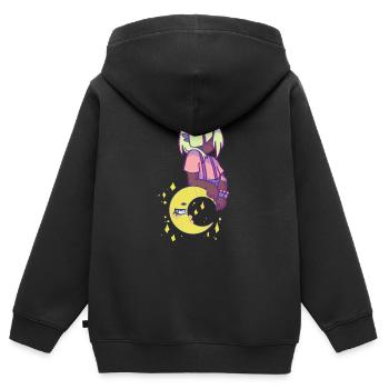 Lory Pp and the Moon - Sweat Premium à capuche zippé enfant bio - noir - Dos - AI Model Kid Male (0cm)