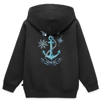 Maritim und nautisch Thema - Kinder Premium Organic Zip Hoodie - Schwarz - Hinten - AI Model Kid Male (0cm)