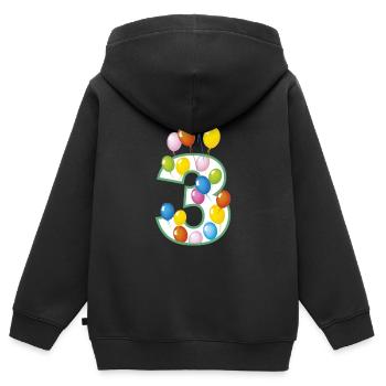 third birthday 3 years - Kids Premium Organic Zip-up Hoodie - black - Back - AI Model Kid Male (0cm)
